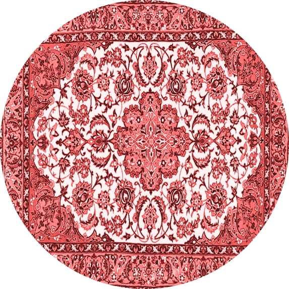 Ahgly Company Indoor Round Medallion Red Traditional Area Rugs, 3' Round