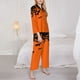 thumbnail image 3 of Balery Halloween With Black Bats Conjunto de Pijama con Estampado para Mujer, Conjunto de Dos Piezas con Manga Larga, Ropa de Dormir Suave con Bolsillos, Pijamas Cómodos-Large, 3 of 7