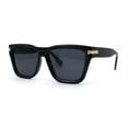 thumbnail image 2 of Womens Mod Square Large Cat Eye Beveled Plastic Sunglasses All Black, 2 of 4