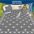 thumbnail image 4 of Volkmi Reversible Geometric Outdoor Rug – Waterproof, UV Resistant Low-Pile Plastic Mat for Patio, Garden, Camping, Easy to Clean, Large Area Carpet, Grayish White 9*12 ft, 4 of 10