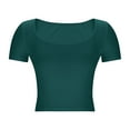 thumbnail image 4 of Delliss Women's Crop Classic T-Shirt Solid Color Tight Top Army Green L, 4 of 6