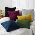 thumbnail image 6 of COOKCOK Chenille Throw Pillow Covers 18 x 18 Inch Set of 2, Soft Solid Dyed Decorative Accent Pillow Cases for Couch Sofa Bed Living Room, Black, 6 of 6