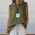 thumbnail image 2 of ZZkhGO Women's Summer Tank Tops Casual Boho Blouse Round Neck Sleeveless Loose Fit Asymmetric Hem Holiday Beach Tunic Tops, Army Green M, 2 of 7
