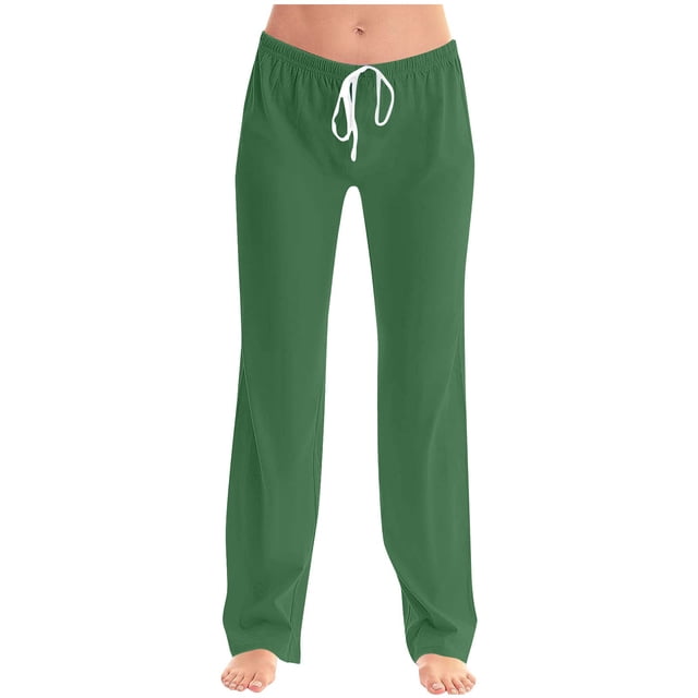 Liquidation de Pantalons pour Femmes! Pantalons Joggers pour Femmes Pantalons en Lin Décontractés Cordon Taille Smockée Pantalons de Plage Détente Pantalons de Détente en Coton Pantalon de Pyjama