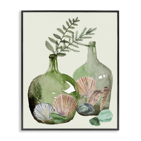 Stupell Industries Rustic Lodge Fern Foliage & Green Nautical Black Framed Giclee Art, 11 x 14, by Melissa Wang