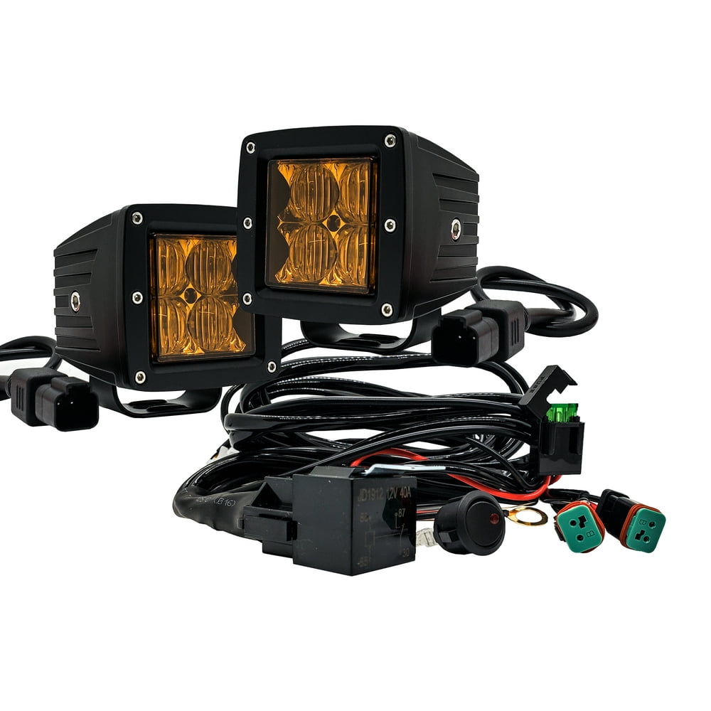4D Series 3" Amber Pod High Intensity LED Ditch Fog Lights Flood Beam