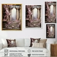 thumbnail image 4 of Designart "Door to Blooms in Ancient Ruins" Fashion Canvas Wall Art - Glam Pink Fantasy Entryway Wall Art Print, 4 of 6