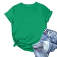 thumbnail image 2 of Miluxas Womens Solid T-Shirt Casual Basic Short Sleeve Crew Neck Tops Green M(M), 2 of 4