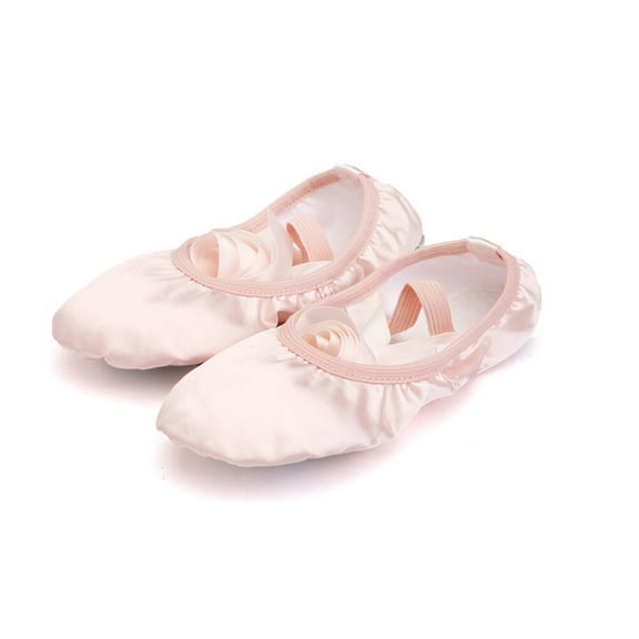 LABSERRON 1 Pair Pointed Toe Ballet Practice Shoes Pink Satin Leather for Girls Women Size 30