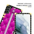 thumbnail image 5 of FKBRCL4U Compatible with Samsung Galaxy S21 Case, Glitter Pink Sofa Leather Zip Crystal Luxury Golden Decoration for Girl Women Soft TPU Shockproof Protective Hard PC Back, 5 of 7
