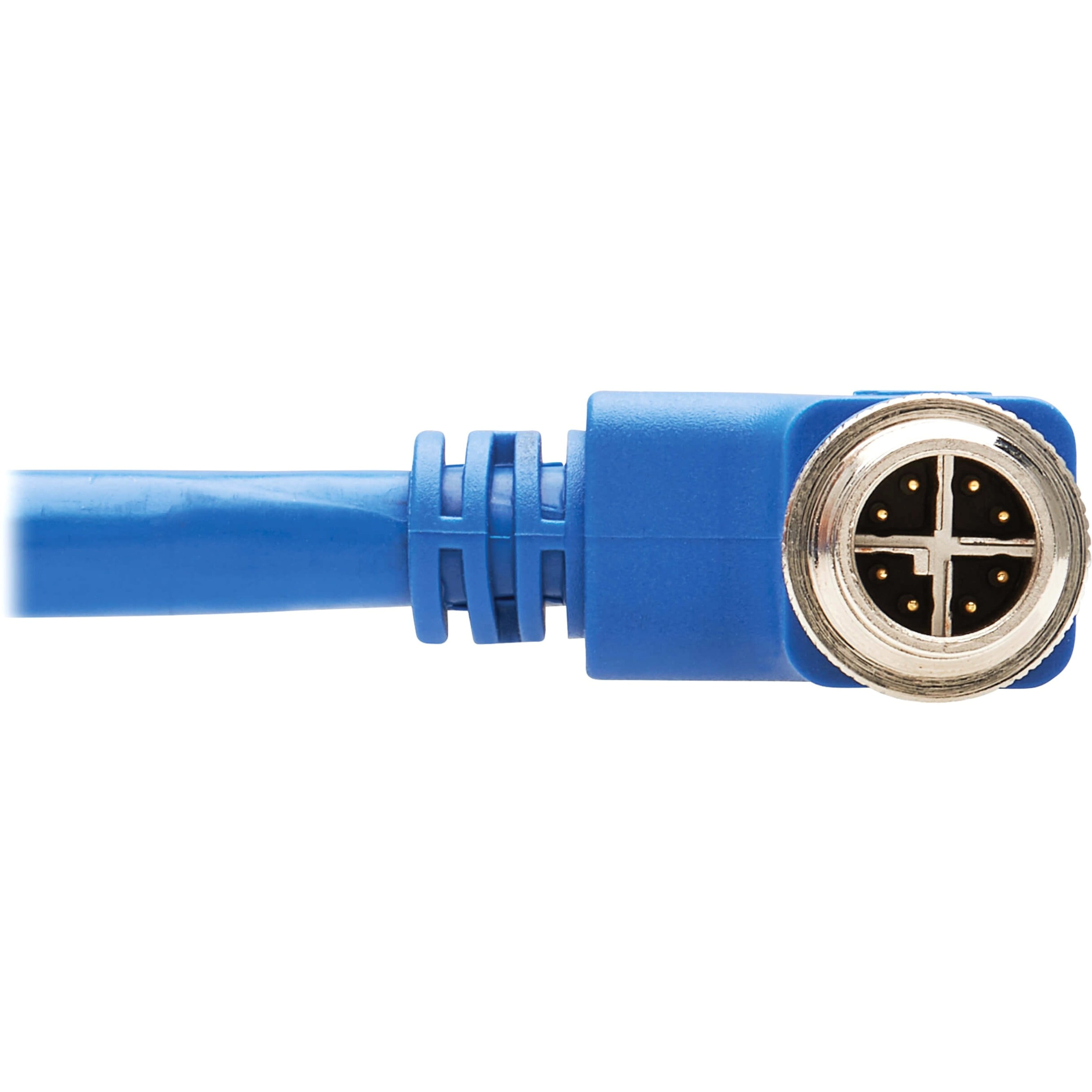 Tripp Lite M12 X-code Cat6a 10g F/UTP Cmr-lp Shielded Ethernet Cable (right-Angle M12 M/Rj45 M), Ip68, Poe, Blue, 3 M (9.8 Ft.) - Network Cable - Taa Compliant - 8 Pin M12-x (m) Right-Angled to Rj-45