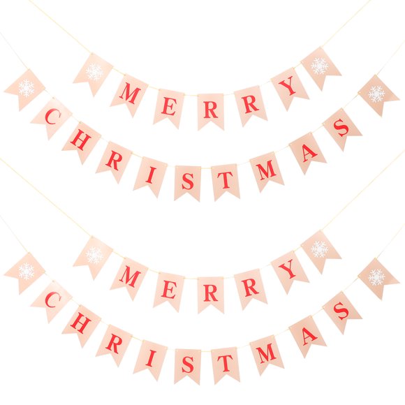 2 Sets Merry Christmas Banners Decorative Party Hanging Banners Xmas Accessories