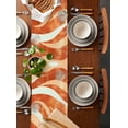 thumbnail image 2 of Burnt Orange Waves Table Runner Cotton Linen 120 Inch Holiday Dresser Scarves, Ombre Sea Ripples Shabby Beach Tablerunner for Kitchen Coffee Dining Bedroom Living Room Dinner Scarf Décor 13''x120'', 2 of 9