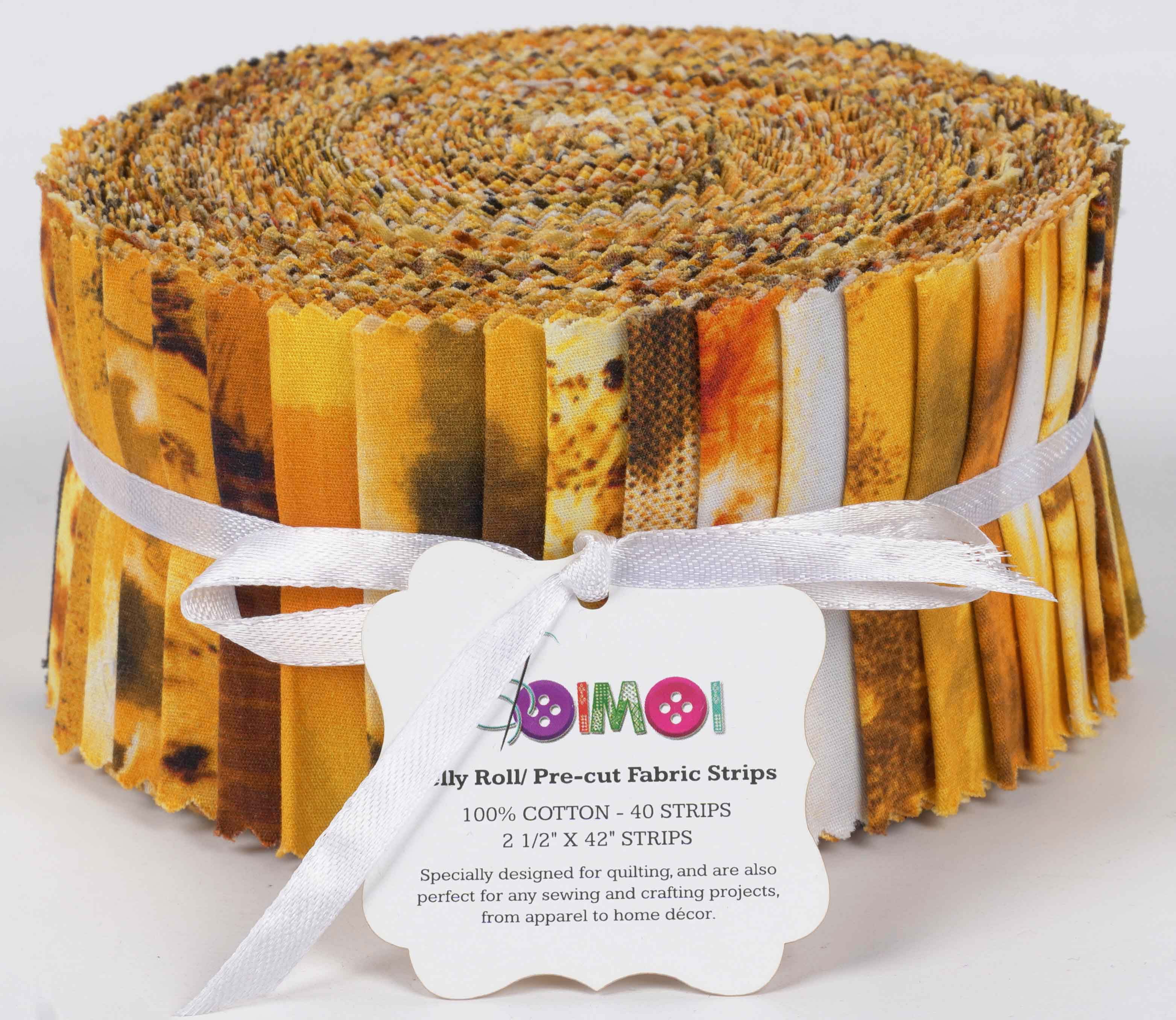 Soimoi 40Pcs Tie Dye Print Cotton Precut Fabrics For Quilting Craft Strips 2.5x42inches Jelly Roll - Yellow