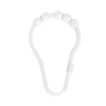 Kenney Rust-Proof Plastic Beaded Roller Ball Shower Curtain Rings, Set of 12, White