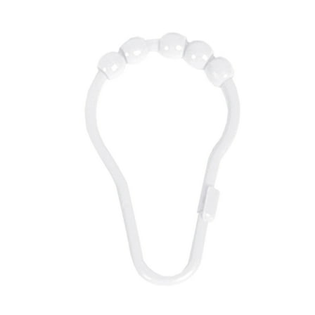 Kenney Rust-Proof Plastic Beaded Roller Ball Shower Curtain Rings, Set of 12, White