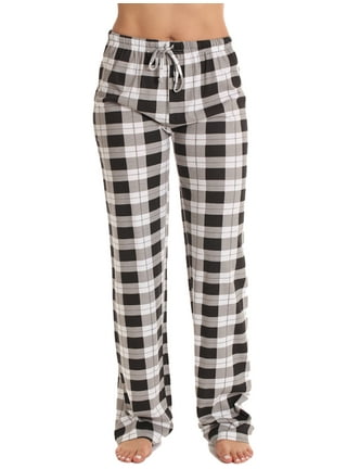 Unisex CHARCOAL BLACK BUFFALO Flannel Cotton Plaid Pants w/ PEC Oval 