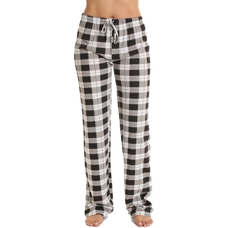 

CenturyX Women s Flannel Pajama Bottoms Buffalo Plaid Checked PJ Pants Lounge Night Sleepwear Pyjama Trousers Black S