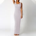 thumbnail image 2 of Birdeem Robes pour Femmes Robe Longue Élégante Aguichant Sans Manches Couleur Unie Mode, 2 of 12