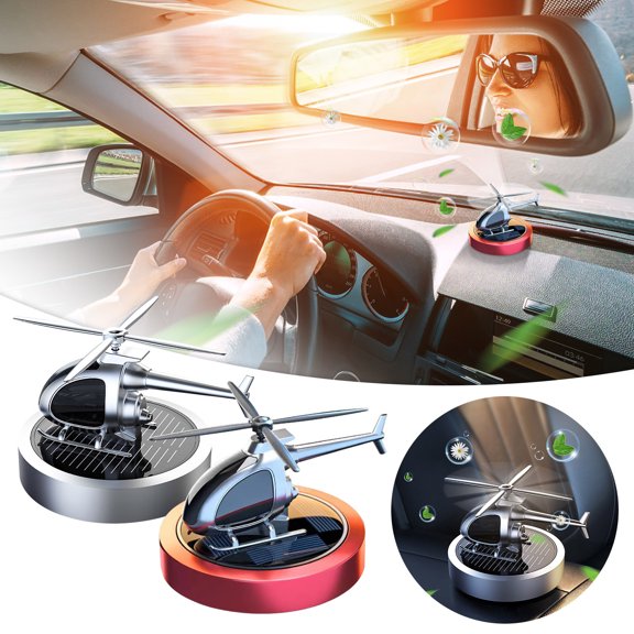 Xihbxyly Perfume para Coche con Forma de Helicóptero, Diseño de Aleación Solar Giratoria, Aroma Natural Sin Aditivos, Adorno Decorativo de Alta Gama, Fragancia para Oficina y Coche, Aceite de 8 Ml In