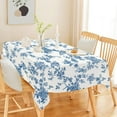 thumbnail image 2 of Blue Floral Tablecloth 60 x 102 Inch Vintage Chinoiserie Flower Fabric Table Cover for Spring Picnic Home Kitchen Dining Table, 2 of 7
