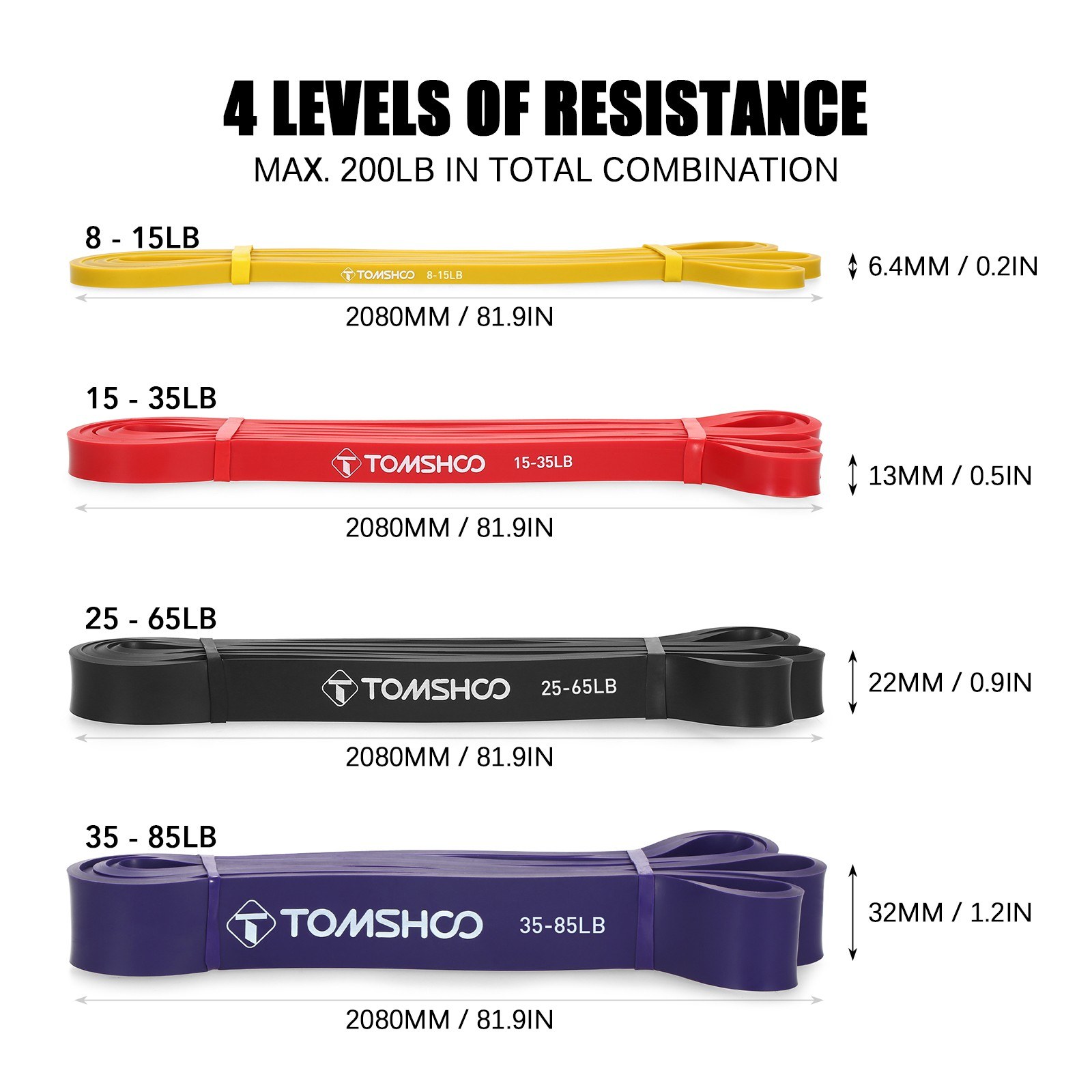 TOMSHOO Resistance Loop Band for Powerlifting with Carry Bag