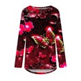 thumbnail image 4 of Camisas Para Mujer Camisetas de Gran Tamaño Manga Larga Moda Casual Cuello Redondo Tops Blusa Suelta Camisas Estampadas Odeerbi ODB135324, 4 of 5
