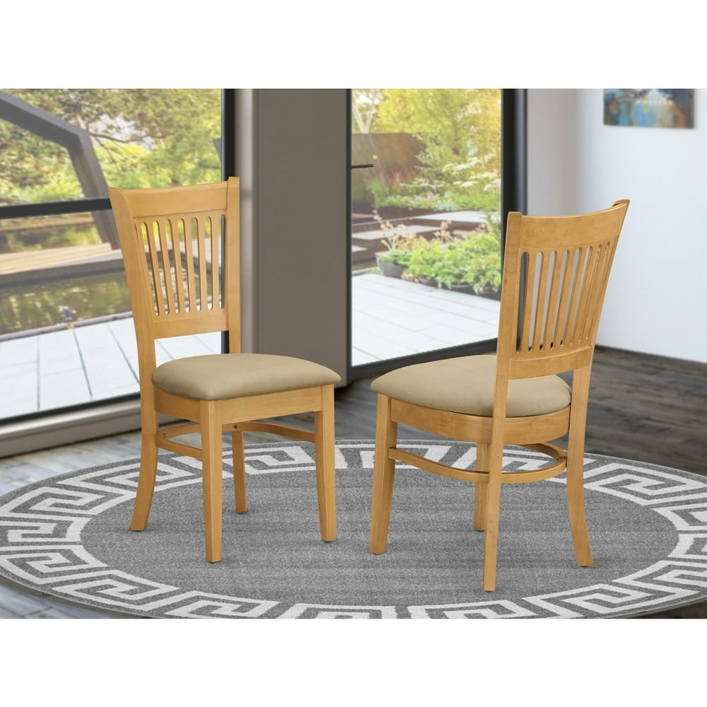 East West Furniture Vancouver Wood Seat Kitchen dining Chairs in Oak