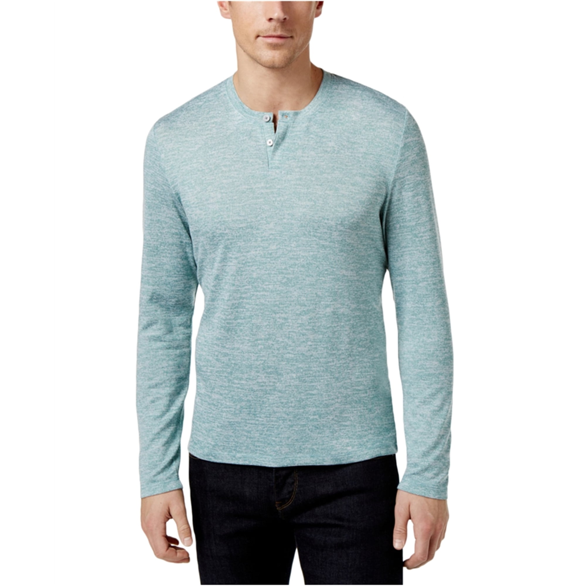 Alfani Alfani Mens Stretch Long Sleeve Henley Shirt, Green, XLarge