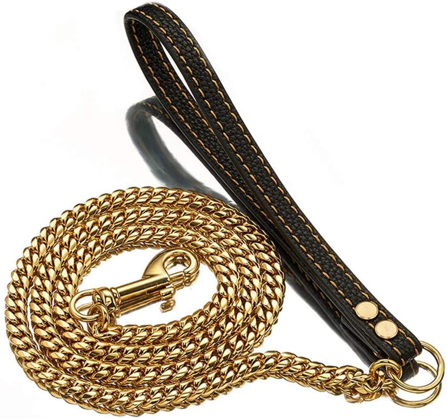 Braided 4ft With 18K Gold Plated Curb Chain - Slip Lead For Medium
