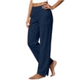 thumbnail image 5 of Sunnin Women's High Waist Straight Leg Pants Solid Color Elastic Waist Pull On Trousers with Pockets, 5 of 6