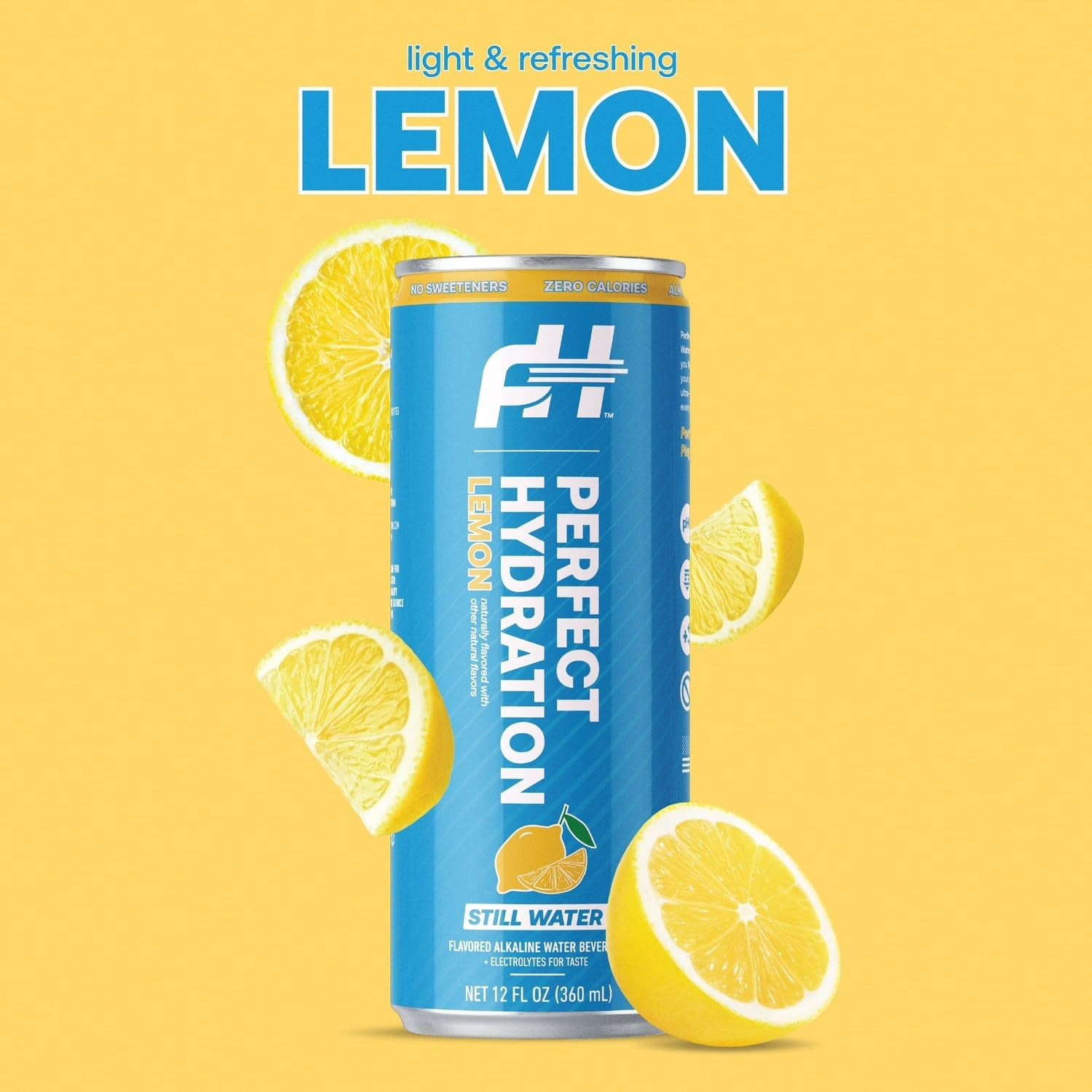 Perfect Hydration Lemon and Berry Flavored Alkaline Water | 0 Sugar, 0 Calories, 12 oz cans, Pack of 12 of Each Flavor