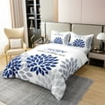 thumbnail image 2 of Erosebridal Navy Flower 100% Cotton Comforter Cover Queen,Dahlia Floral Bedding Queen Size,Inspirational Quotes 100% Cotton DuvetFor Men Women,Breathable Bedroom Decor,3 Pieces（No Comforter）, 2 of 9