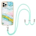 thumbnail image 2 of SaniMore for iPhone 15 Pro 6.1" 2023 Case with Detachable Crossbody Lanyard Shockproof TPU Backplane Marble Pattern Luxury Fashion Anti-drop Slim Lightweight Cover, Green/Pink, 2 of 4