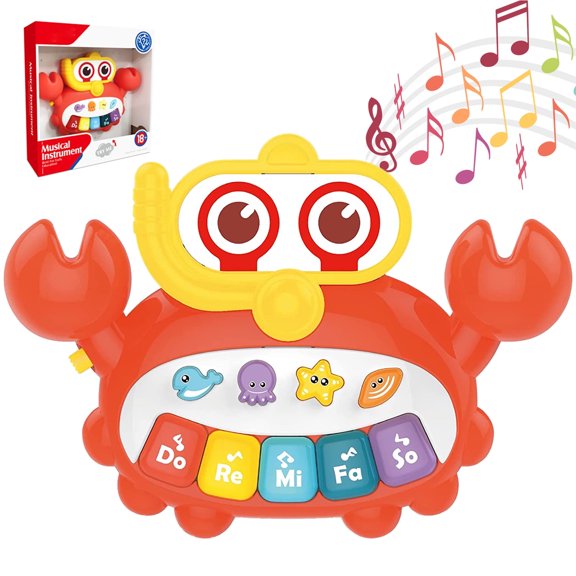 Baby Piano Toy 6 to 12 Months Crab Light up Music Baby Toys for 6 9 12 18 Months Early Learning Educational Piano Keyboard Infant Toys Baby Girl Piano Toy Gift Toy for 1 Year Old Boys Girls