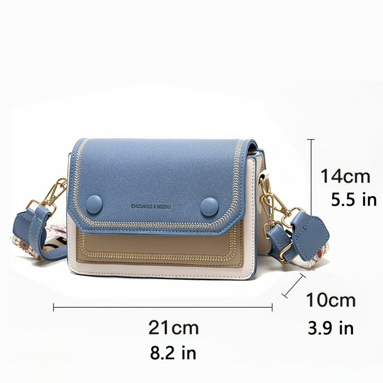 Junior Stitch Detail Flap Square Bag, Trendy Colorblock Crossbody
