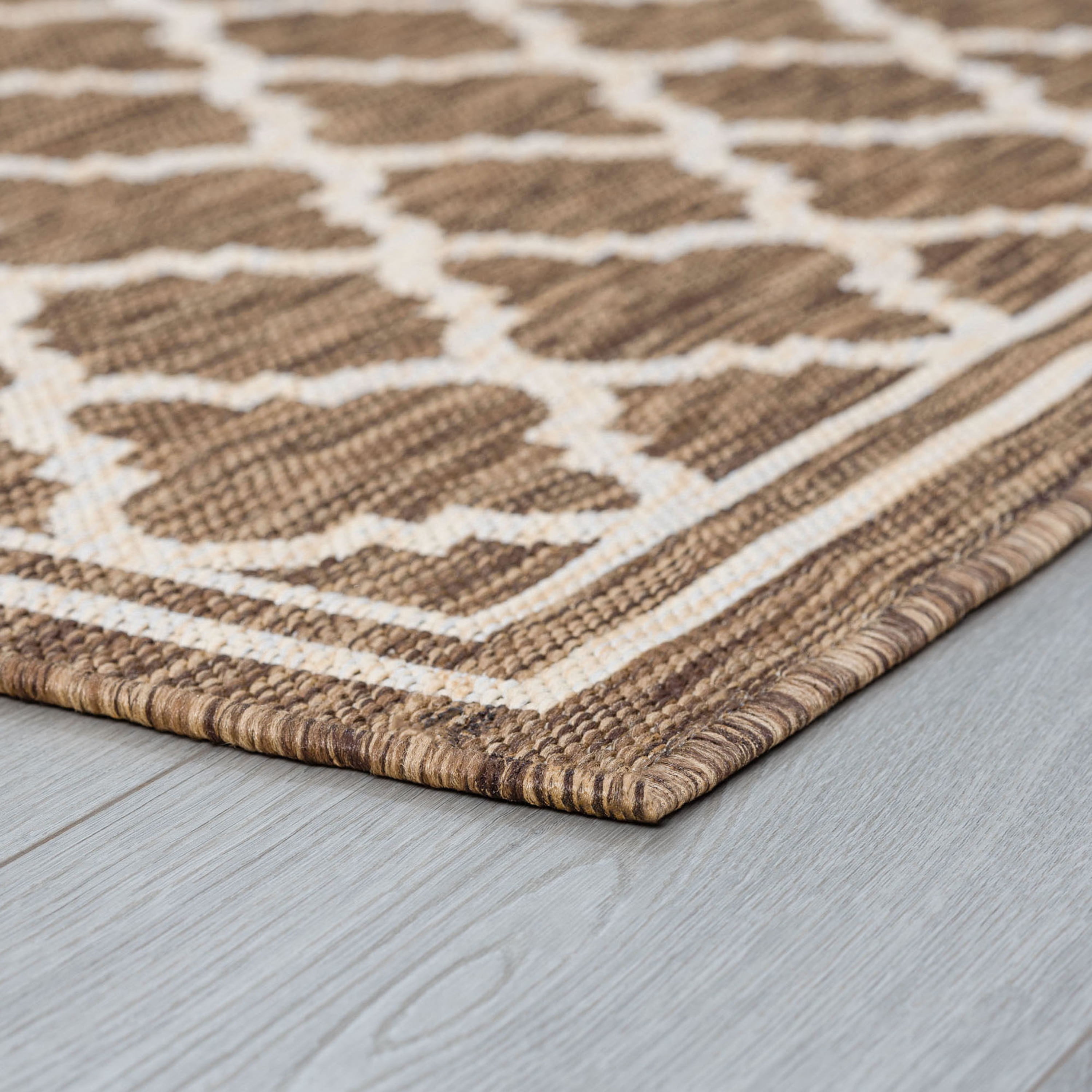 4x6 Water Resistant, Indoor Outdoor Rugs for Patios, Front Door Entry, Entryway, Deck, Porch, Balcony | Outside Area Rug for Patio | Gold, Geometric | Size: 4' x 5'3''