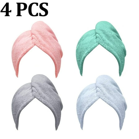 4 Pack Microfiber Quick Dry Thick Hair Towel Wrap,Hair Drying Towel Wrap,Anti Frizz Super Absorbent Hair Towel Wrap for All Hair Types