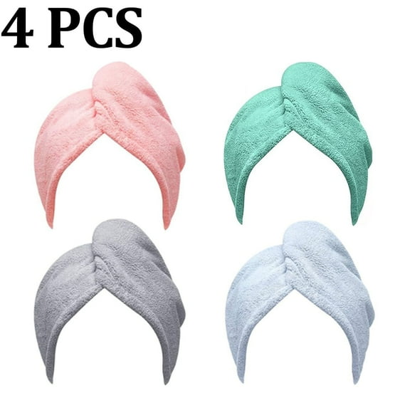 4 Pack Microfiber Quick Dry Thick Hair Towel Wrap,Hair Drying Towel Wrap,Anti Frizz Super Absorbent Hair Towel Wrap for All Hair Types