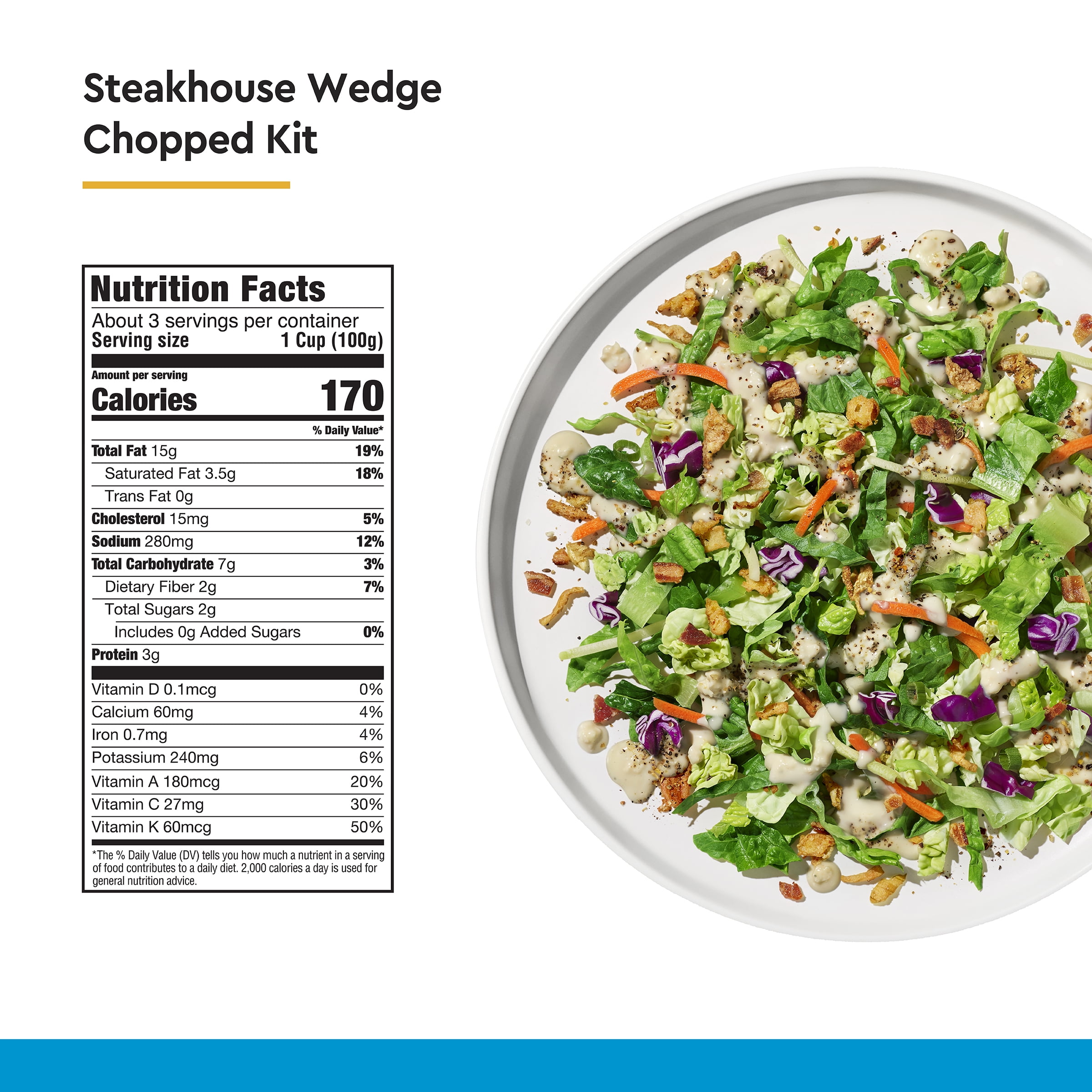 Taylor Farms Steakhouse Wedge Chopped Salad Kit, 12.87 oz, Fresh