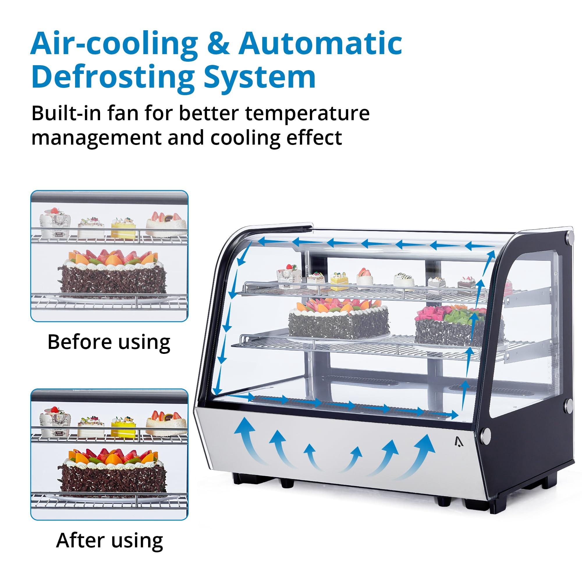 Commercial Cake Display Refrigerator 4.6 Cu.Ft With Led Lighting, Double-Layer  Countertop Refrigerator Display Case, Pastry Display Case,110V