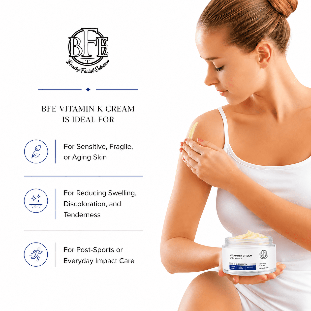 Beauty Facial Extreme Vitamin K Cream for Bruising, Spider Veins, Broken Capillaries, Under Eye Dark Circles, Fine Lines, Puffiness, and Wrinkles, 60 mL