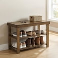 thumbnail image 4 of LEDREM 3-Tier Bamboo Shoe Rack Bench with Storage Shelf , 286lb Capacity Entryway Organizer for Hallway , Bedroom , Bathroom ,Yellow Brown, 4 of 8