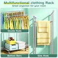 thumbnail image 4 of Double-pole clothes rack, made of stainless steel, portable and sturdy with wheels, easy to install, can be placed independently, suitable for home and commercial spaces., 4 of 9
