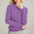 thumbnail image 2 of Gkeoshab Women Fall Clothes Women's Ribbed Knit Crewneck Sweater, Solid Color Soft Stretch Pullover Perfect for Layering and Creating Versatile Fall and Winter Fashion Outfits with Comfort Purple L, 2 of 8