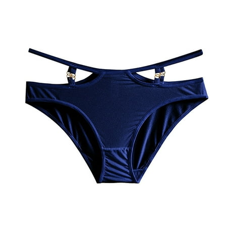 Mashaouyo New Hottie Spaghetti Strap Hollow Metal Accessories Ice Silk Ladies Panties for Women