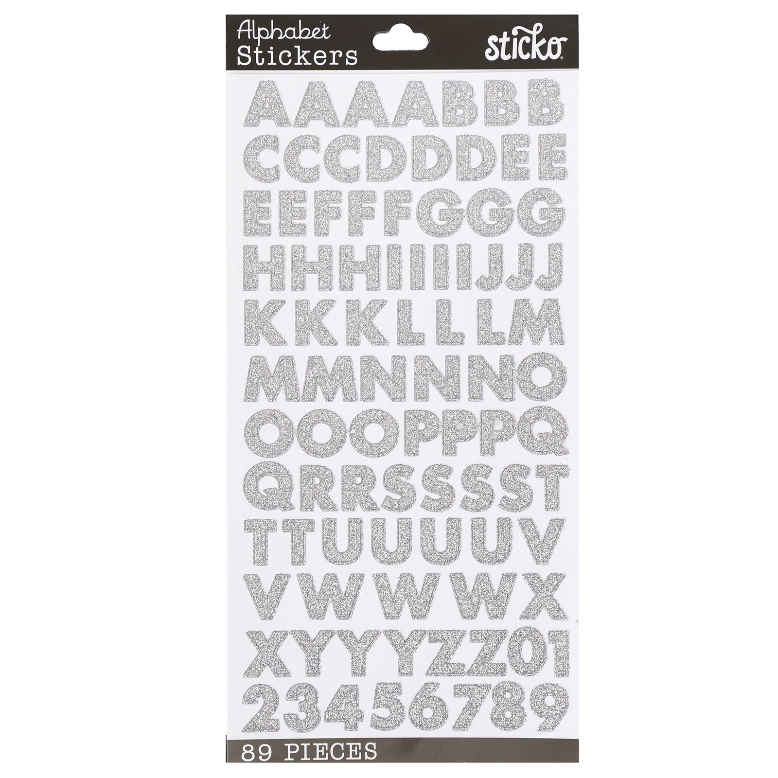 V.I.P. Sticko Silver Glitter Alphabet Foam Stickers, 89 Piece -