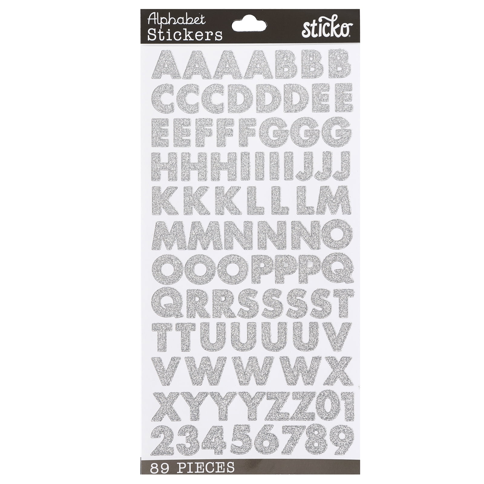 V.I.P. Sticko Silver Glitter Alphabet Foam Stickers, 89 Piece