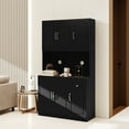 thumbnail image 6 of 71" Kitchen Pantry Storage Cabinet With Microwave Oven Countertop, Floor Standing Hutch Cabinet With Adjustable Shelves, 6 Doors And 1 Drawer, Coffee Bar Storage Cabinet, 6 of 8
