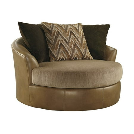Ashley Declain Oversized Swivel Accent Faux Leather Chair 